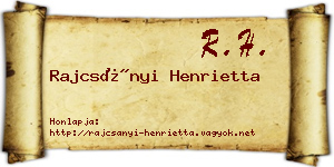 Rajcsányi Henrietta névjegykártya